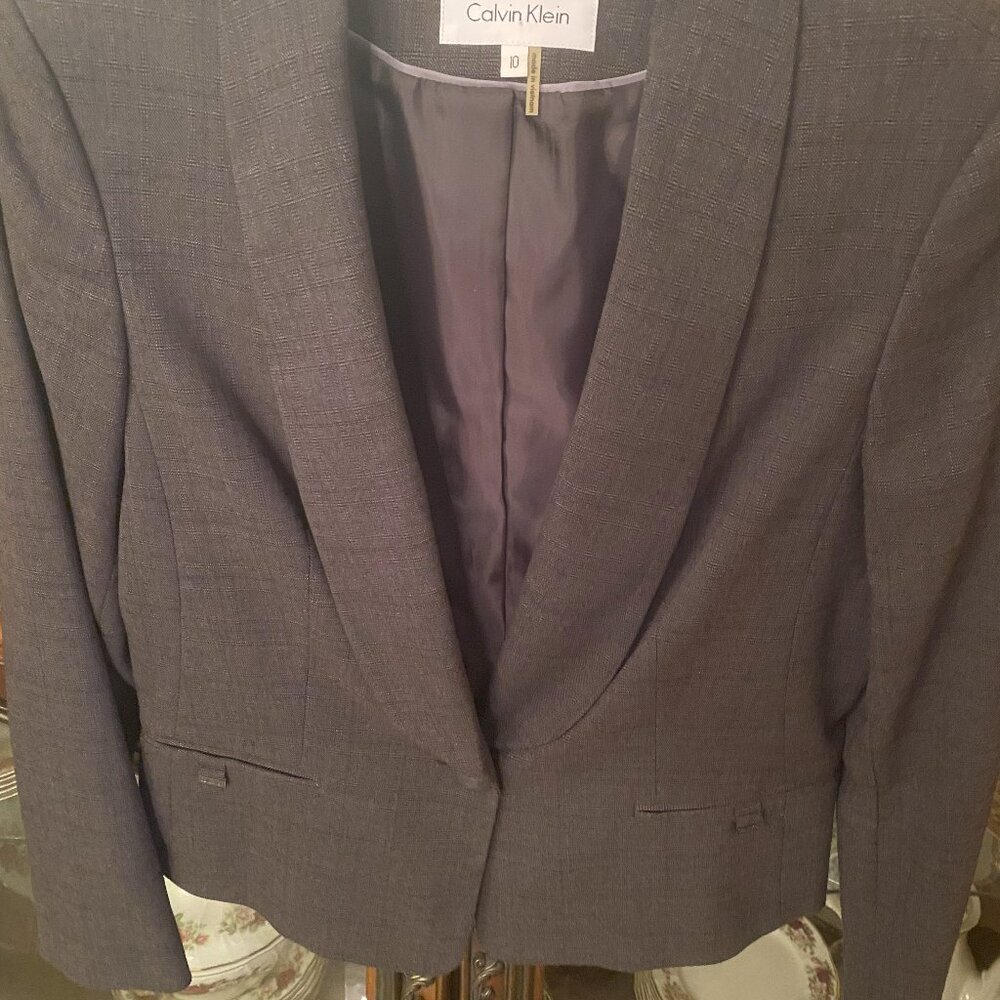 CALVIN KLEIN SUIT JACKET SHAWL COLLAR GRAY COLOR SIZE 10 PC1